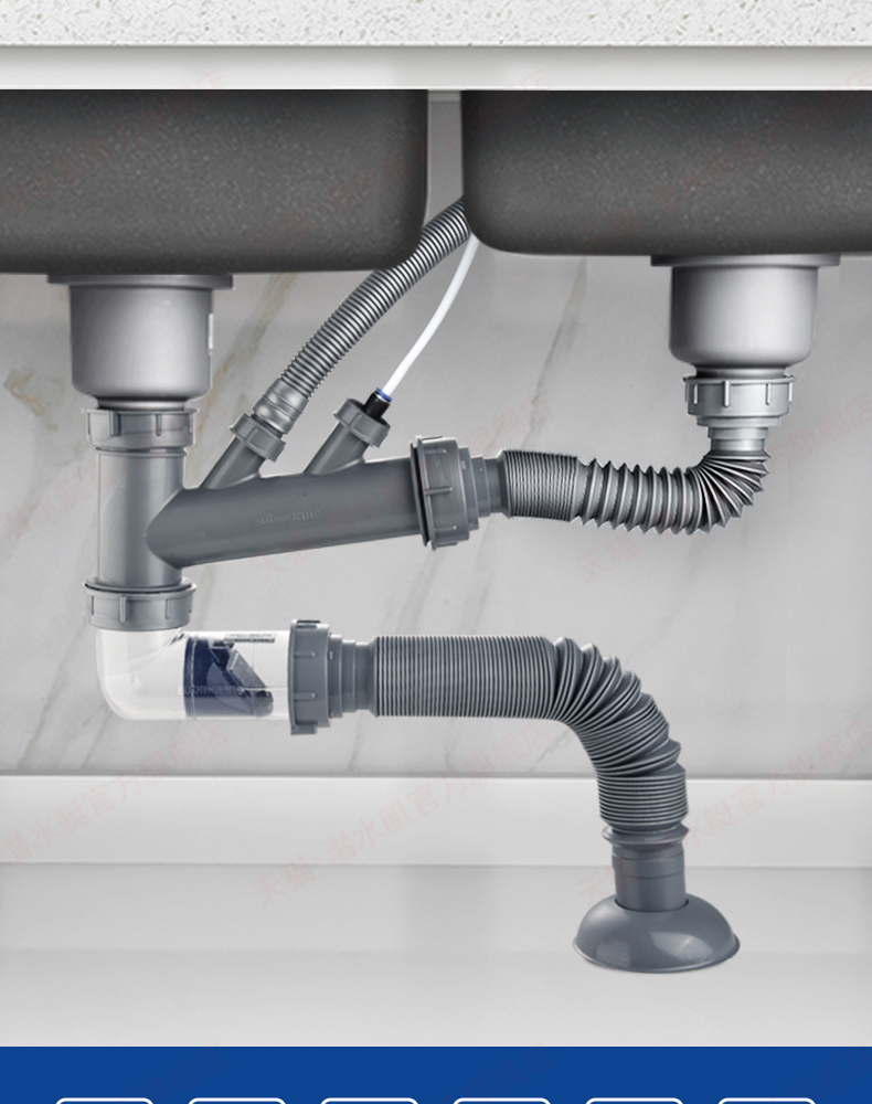 箭牌厨房洗菜盆下水管水槽配件品质厨房双洗菜盆洗碗槽下水道套装