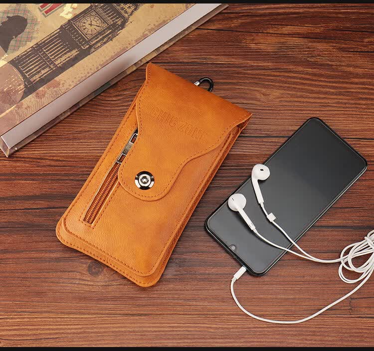 手机腰包新款手机袋腰包多功能腰带手机挂包中年男士穿皮带工地运动黄