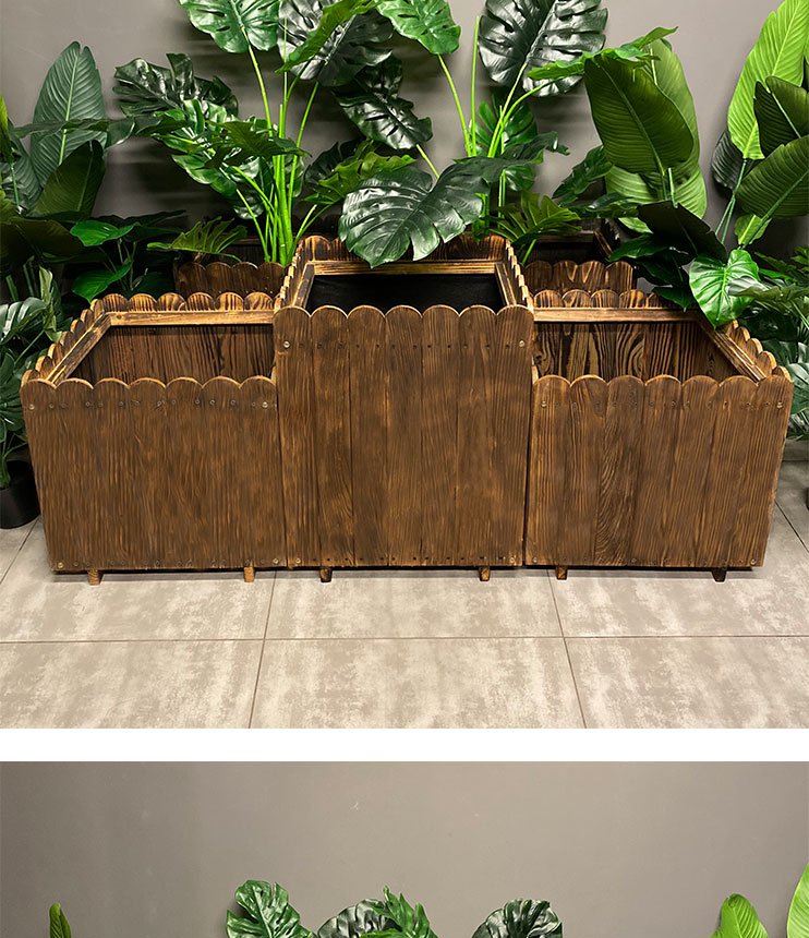 防腐木花箱户外长方形庭院碳化阳台木箱花盆木质花槽特大号种植箱 长