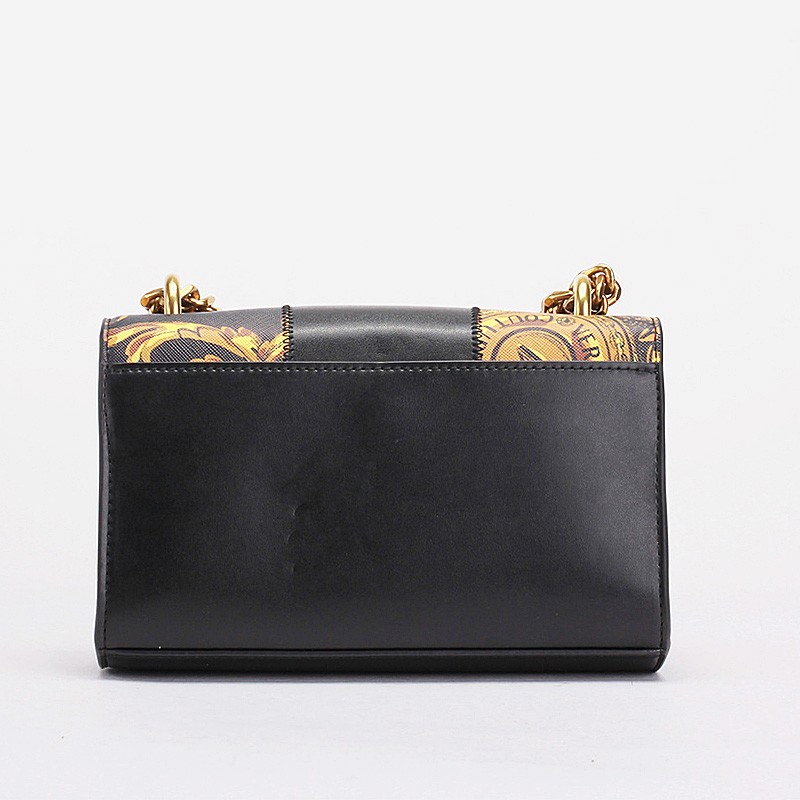 【现货】versace jeans couture范思哲奢侈品黑色巴洛克花纹皮革休闲