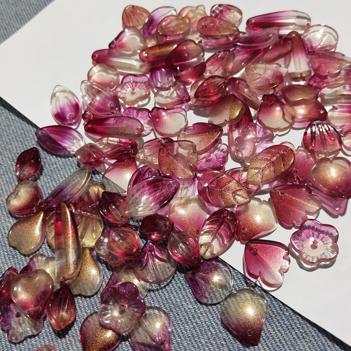 捷克琉璃称斤捷克琉璃花瓣叶子福袋diy手工材料包新手古风发簪步摇玉