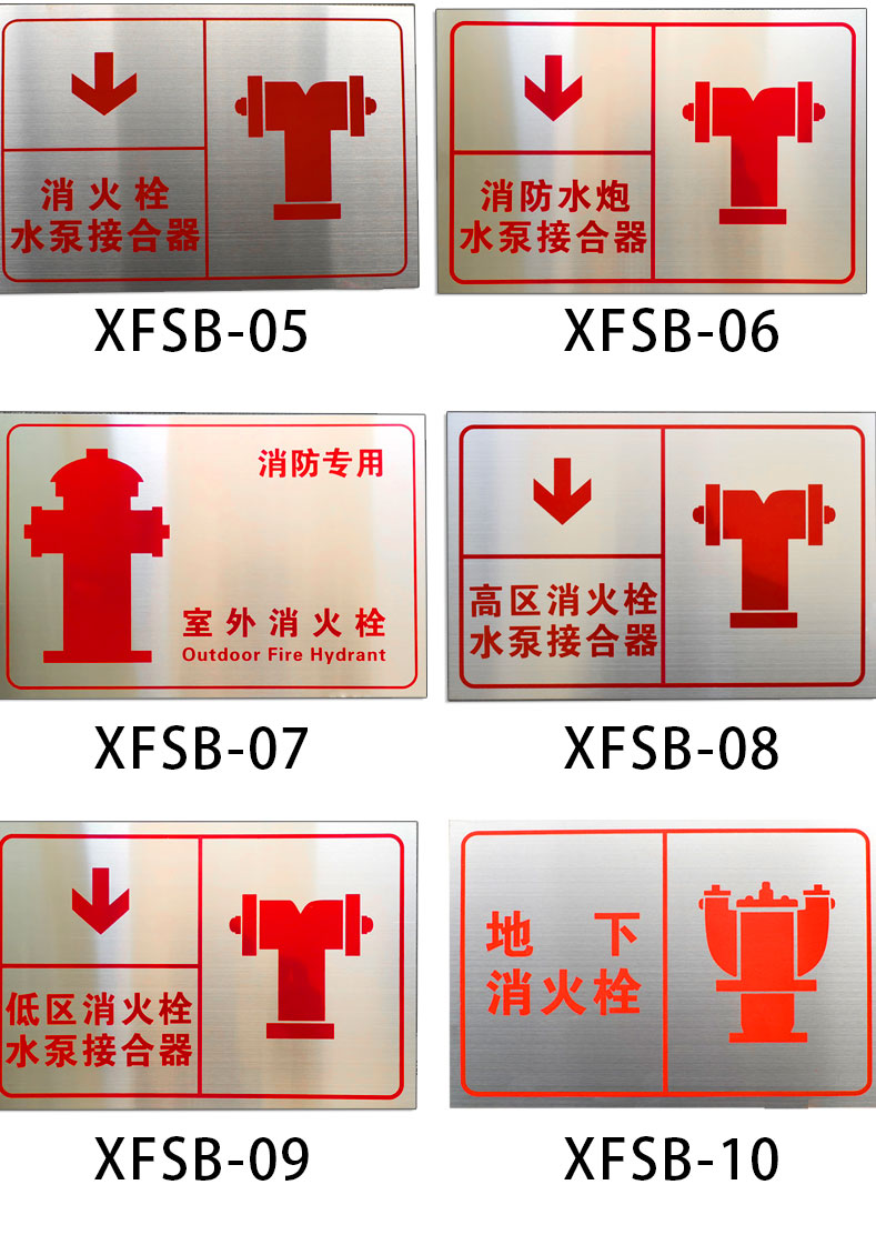 滅火器消火栓消防水泵接合器標識牌不鏽鋼噴淋室外地下消火栓指示牌