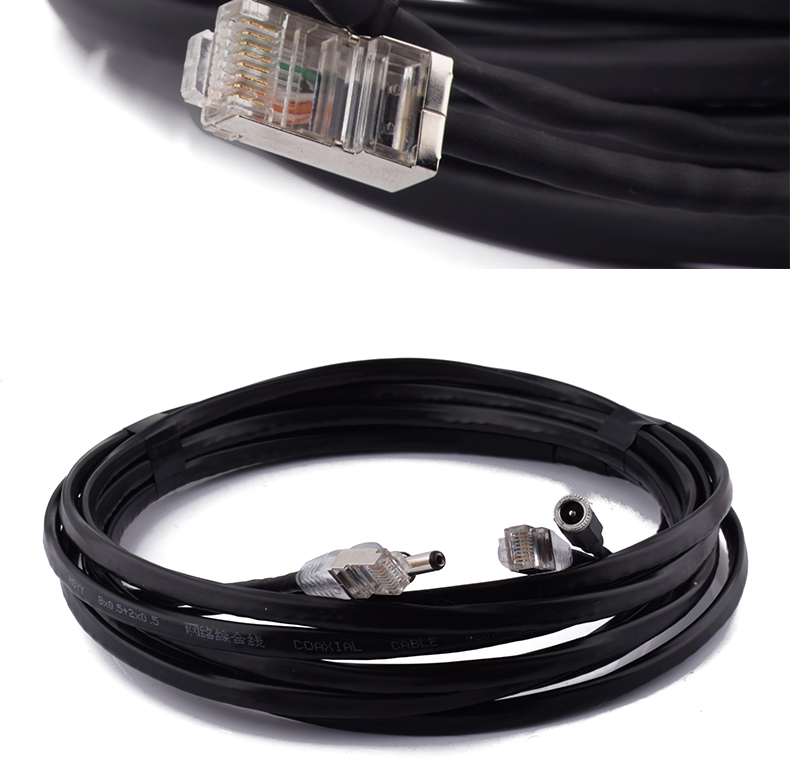 室内外网络监控带电源一体线摄像头二合一体综复合线即插即用成品 8芯