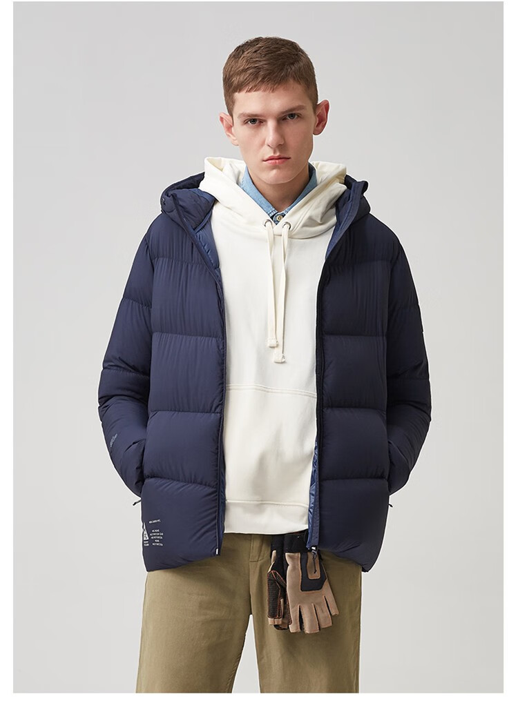 牧高笛(mobigarden)羽绒服 户外秋冬男士防风保暖开襟鸭绒连帽中厚款