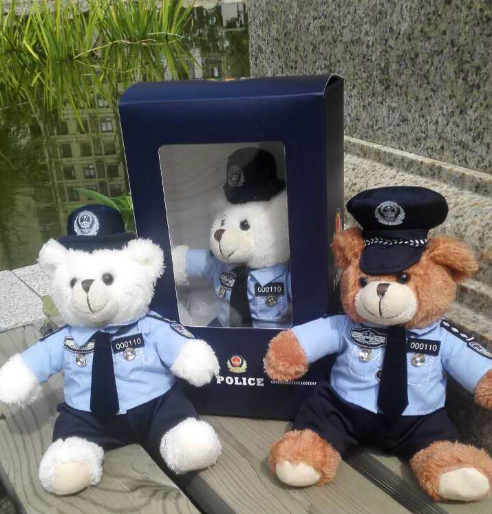 警熊police警察礼品小熊情侣对熊泰迪熊毛绒玩具公仔企业logo礼物交警