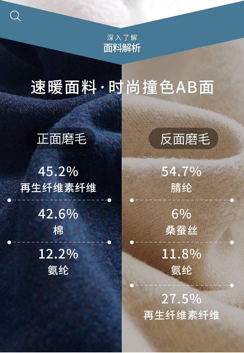 秋冬新款炫彩德绒蚕丝保暖内衣男士无痕磨毛发热打底衫内搭上衣男蚕