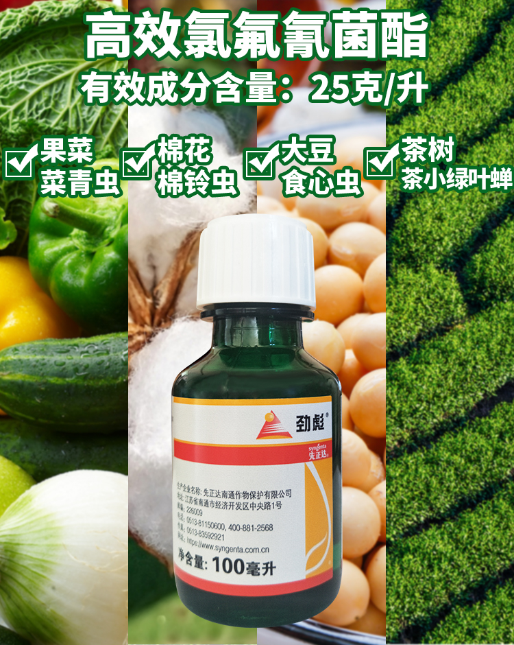 先正达 劲彪 高效氯氟氰菊酯茶小绿叶蝉菜青虫棉铃虫杀虫剂农药 100ml