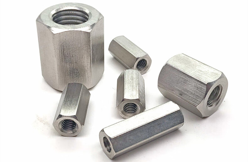 定制304不锈钢六角加长螺母螺杆连接螺帽丝杆牙条接头螺母m8m10m12mm