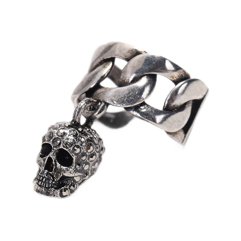 亚历山大·麦昆 alexander mcqueen 男女中性黄铜仿古骷髅头无耳洞耳