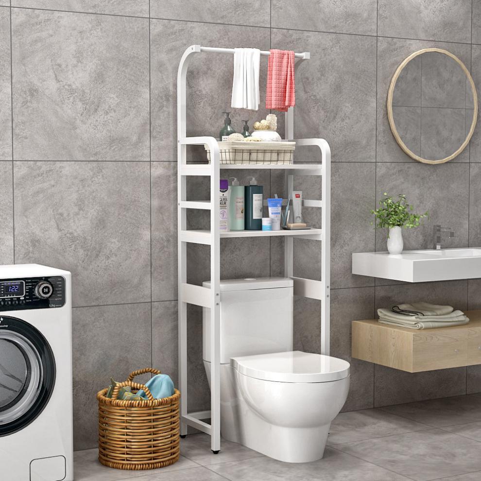 马桶上置物架马桶上方置物架卫生间坐便器后免打孔落地收纳架洗手间多