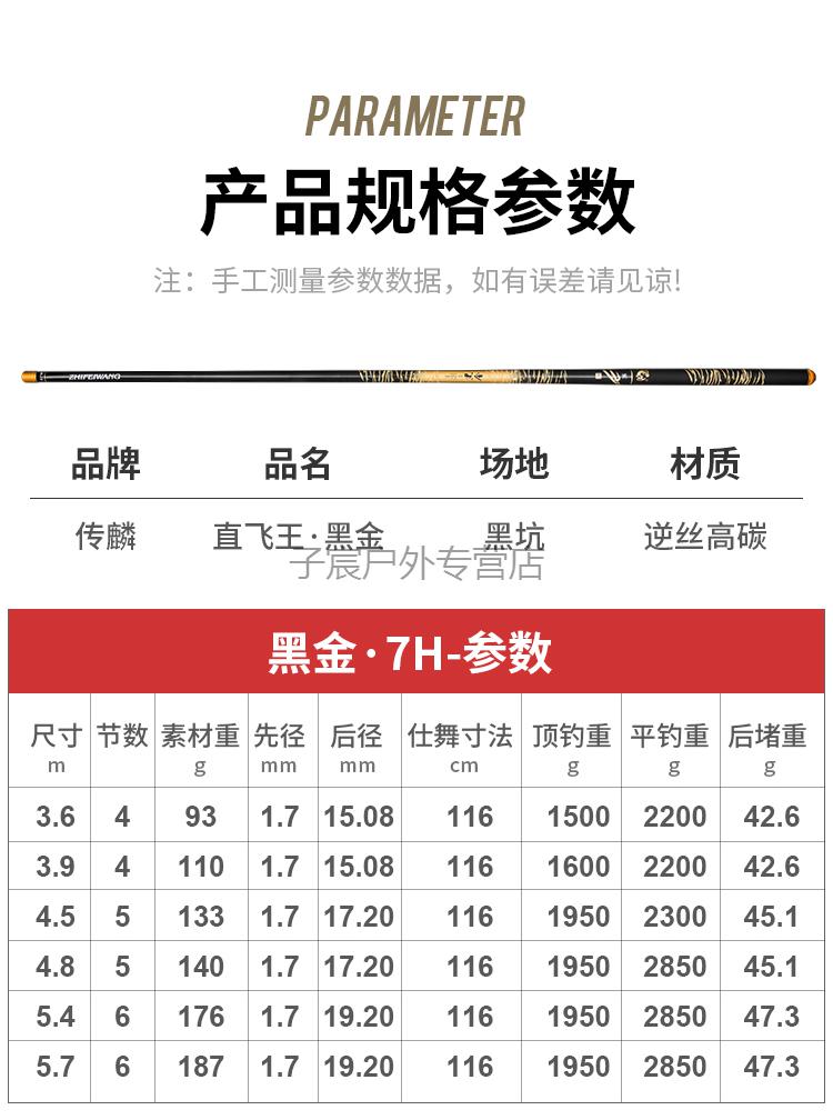 汉鼎渔具官方旗舰同款黑金7h8h鲤鱼大物二合一钓竿鱼竿超硬19调高碳