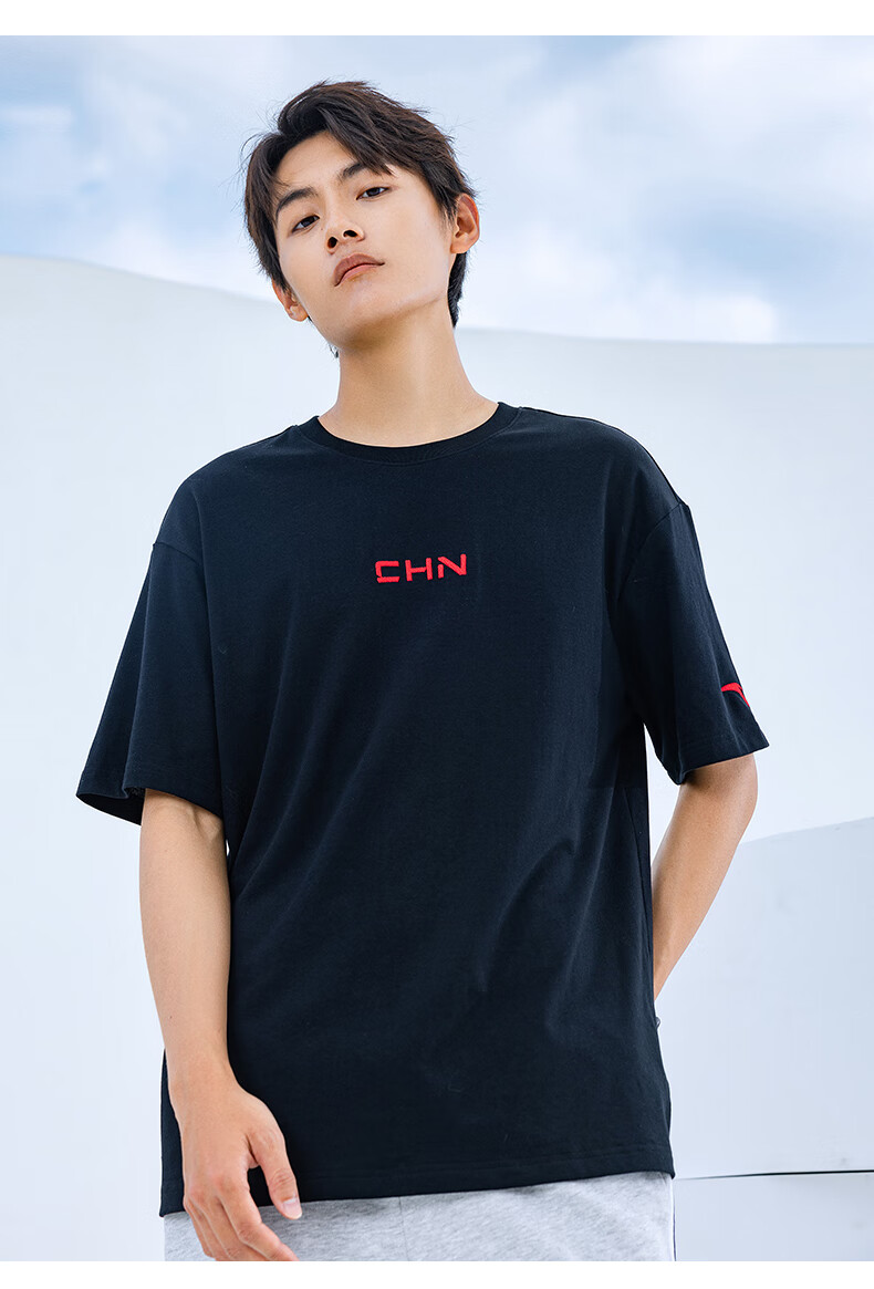 安踏中国短袖t恤男2022夏季新款国潮后背印花休闲运动上衣针织衫官方