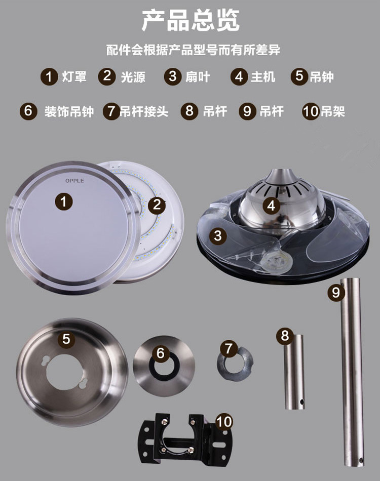 2019照明客厅大灯led隐形一体带电风扇朗月三色变光36寸遥控