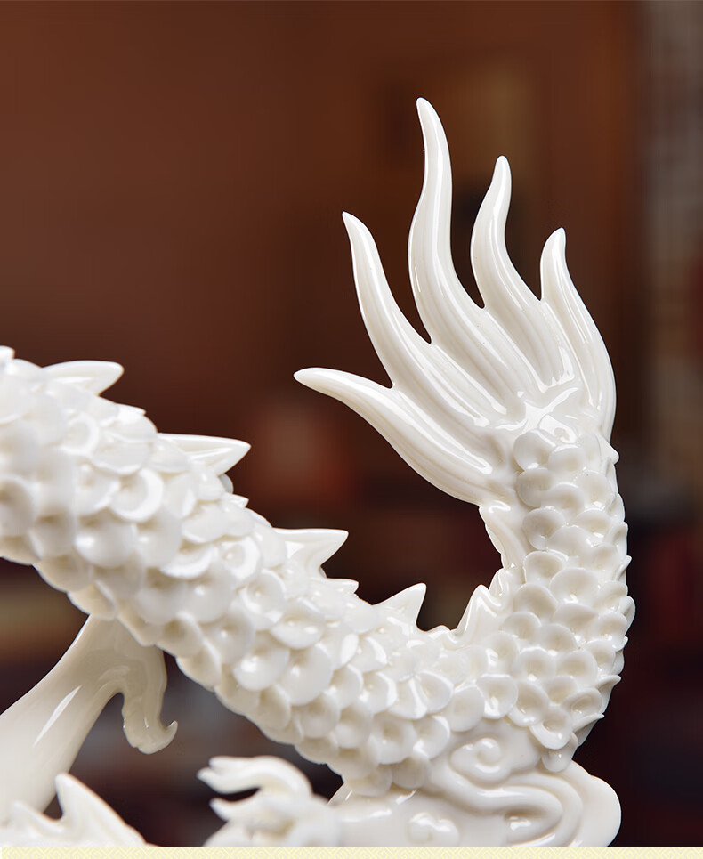 朵芮蜜 陶瓷龙摆件德化白瓷客厅办公室装饰品工艺品礼物龙腾四海 d20