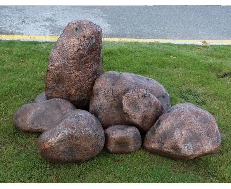 户外景观仿真空心假石刻字石头玻璃钢摆件公园庭院绿化水池装饰品 款1