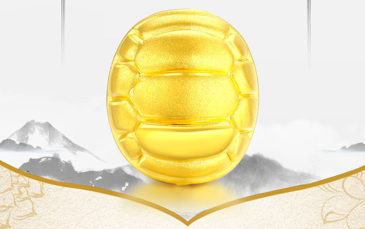 迎彩钻3d硬金黄金富甲天下小乌龟壳路路通足金小乌龟壳转运珠项链吊坠