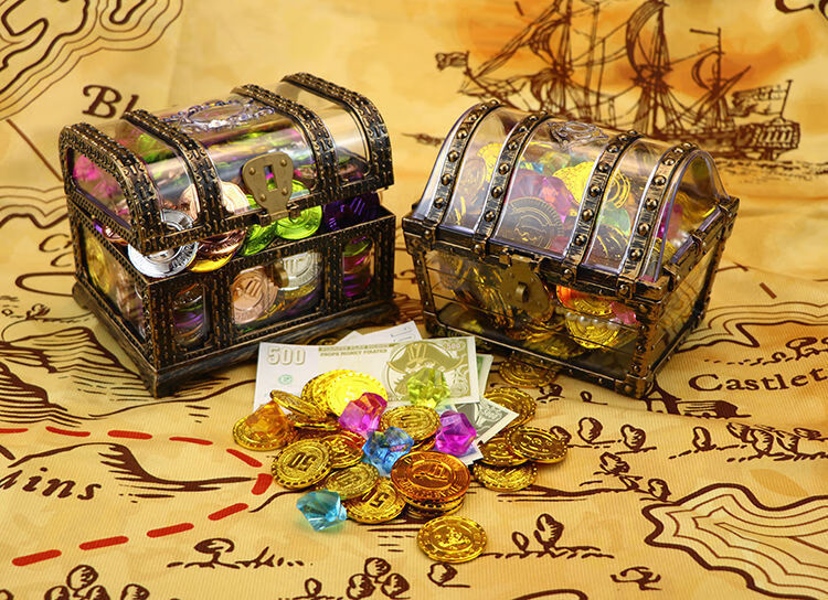 海盗寻宝箱 儿童玩具大宝箱寻宝藏海盗藏宝箱宝石金币箱子百宝箱收纳