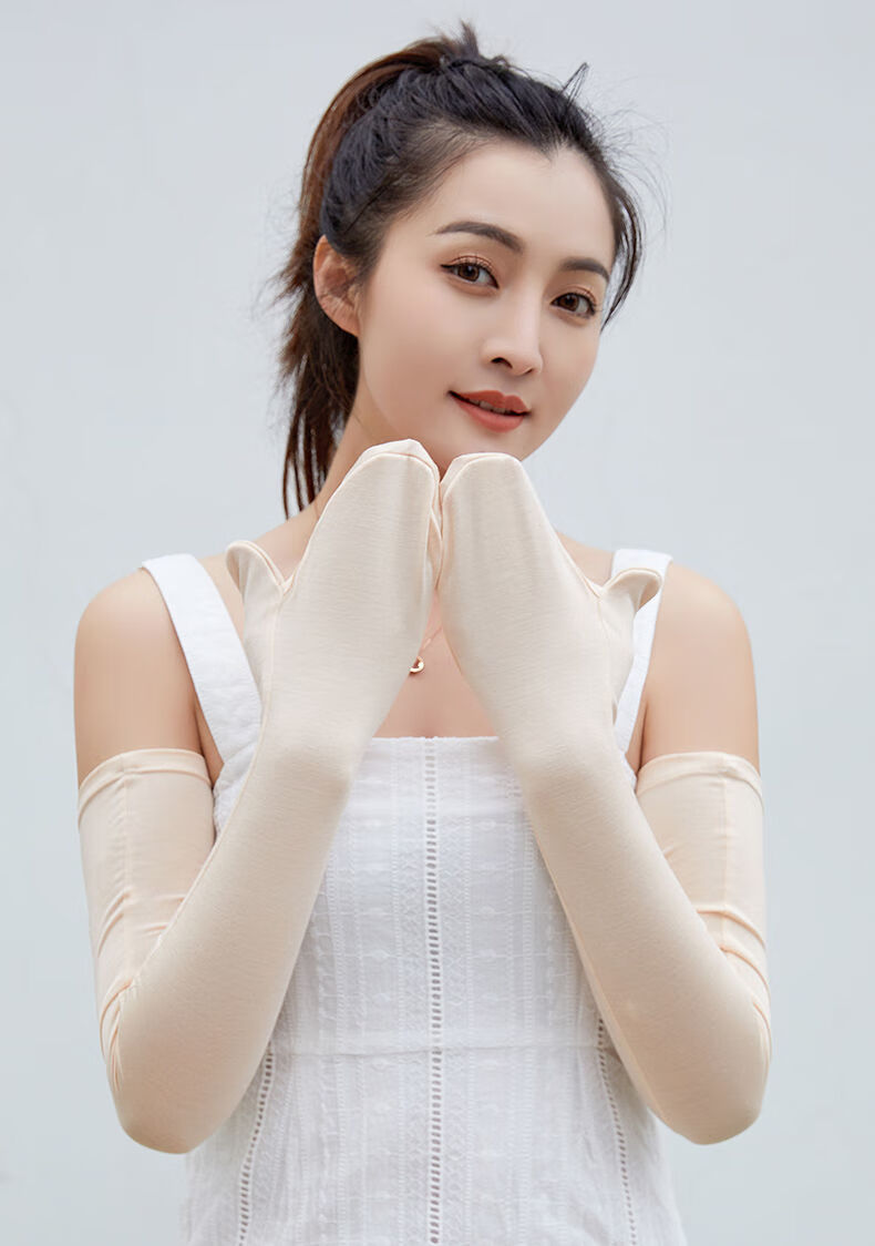 夏季半截手套女薄款防晒开车骑行采茶纯棉透气短款露指半指手套兴班51
