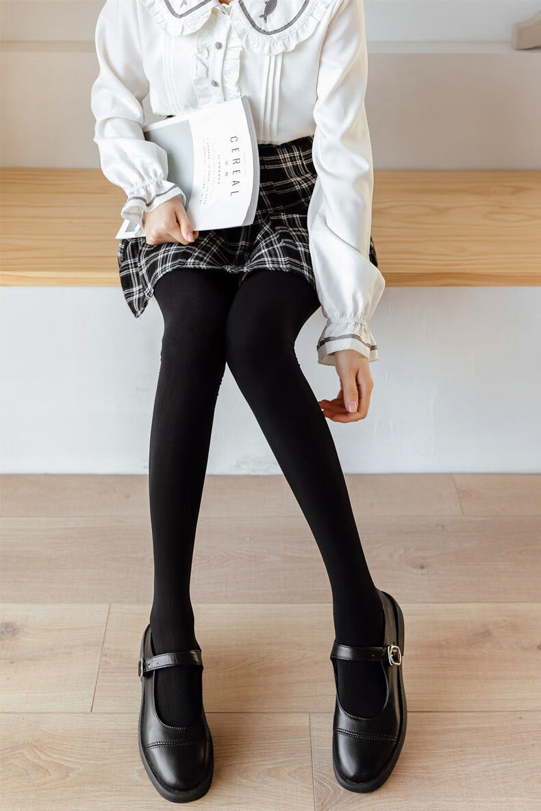 120d天鹅绒过膝长筒丝袜连裤日系加长80cm大腿袜高个子190cos 大腿袜