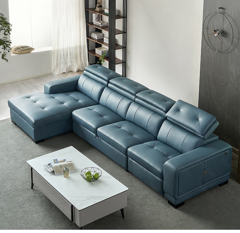 北标轻奢品牌真皮沙发床两用电动多功能头层牛皮客厅贵妃可储物多功能