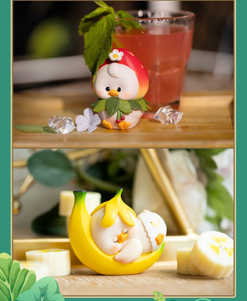 盲盒少女心可爱水果潮玩摆件公仔奶香草莓拆盒不拆袋躲躲鸭水果盲盒