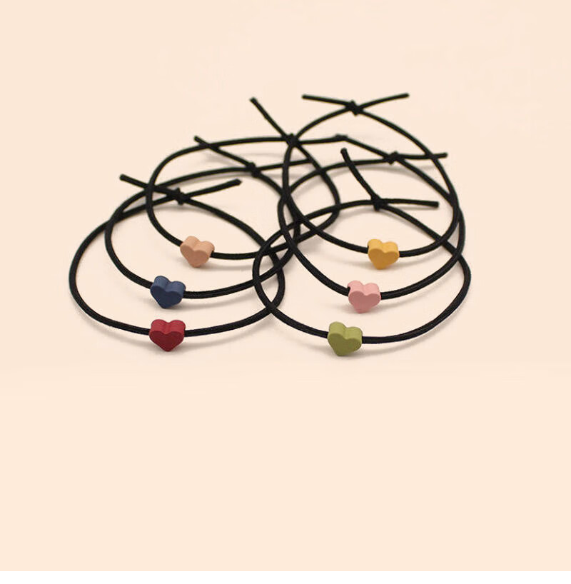 韩版简约发圈小皮筋送男朋友小皮套情侣手链细爱心头绳 1个装颜色随机