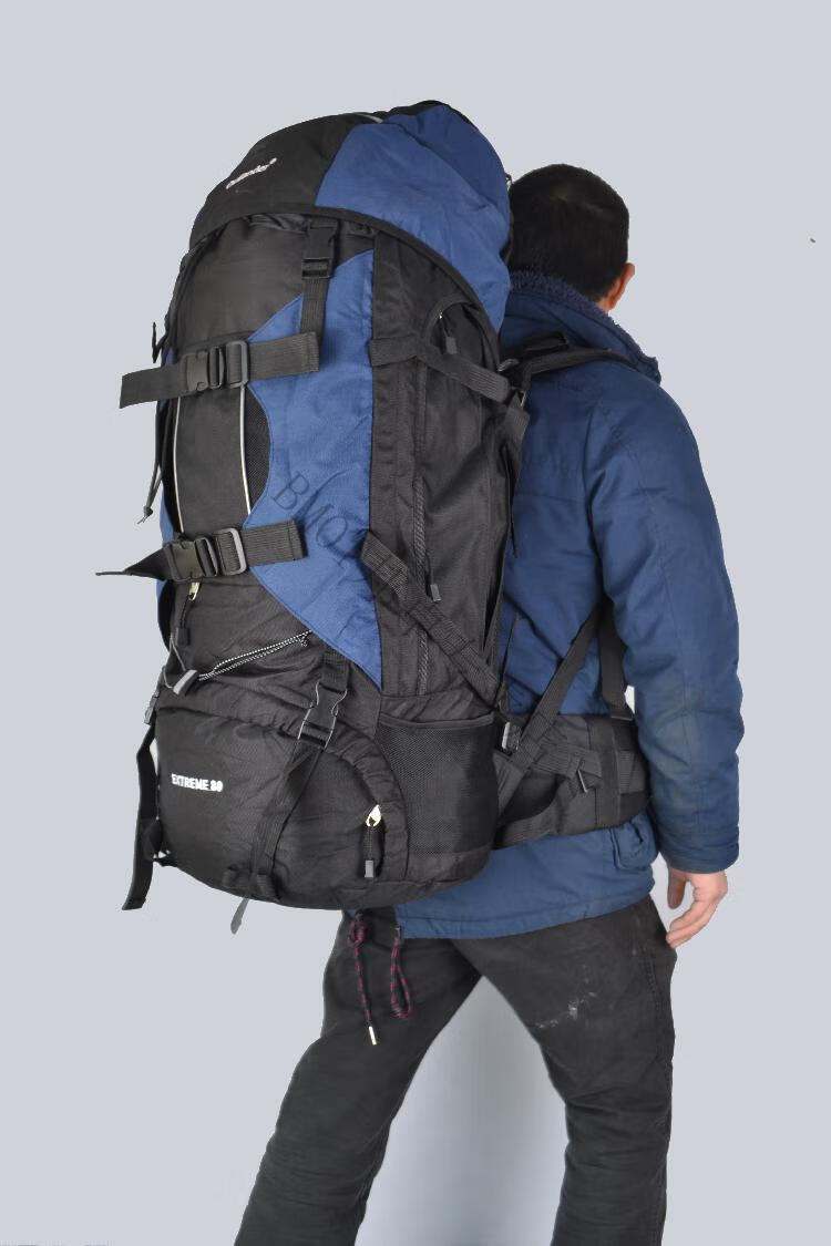 bmoi登山包帆布160l超大容量男士双肩包旅行170l特大号双肩大背包黑色