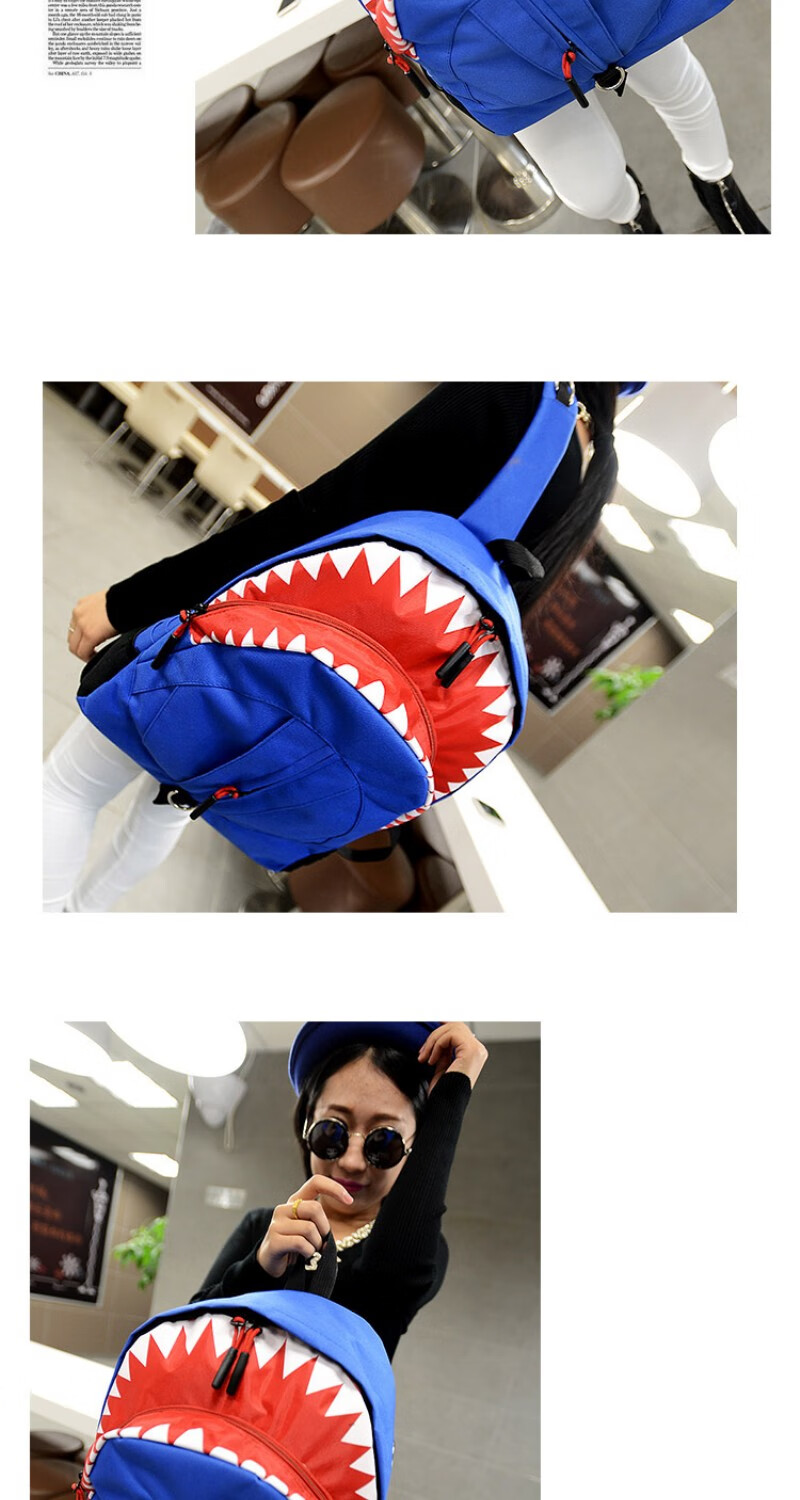 鲨鱼豹款〗2022新款韩版鲨鱼嘴双肩背包男女中学生背包书包情侣包子