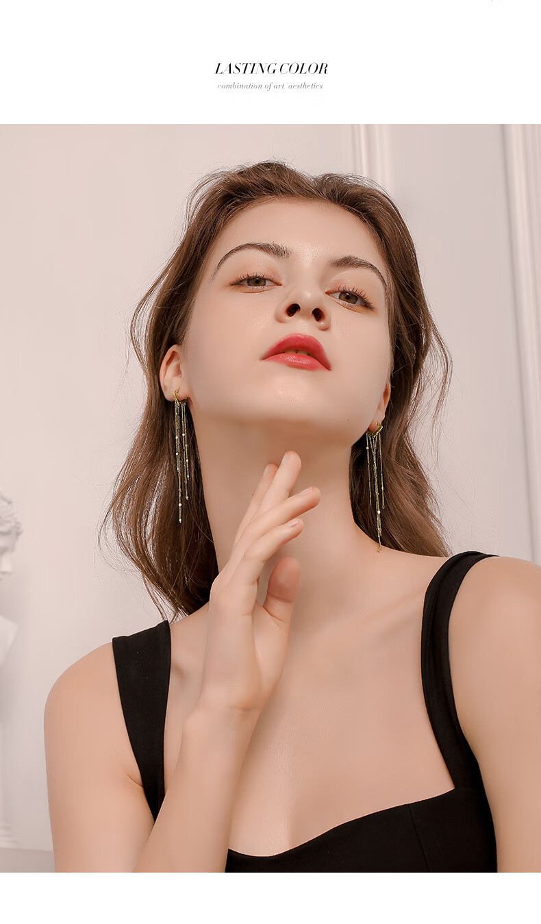 戴拉长款流苏耳环女时尚耳饰耳扣耳线挂坠2022年新款潮高级感气质轻奢