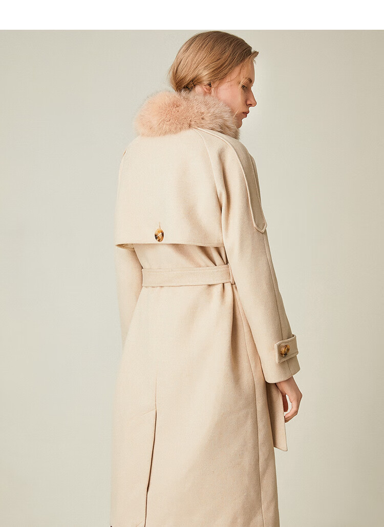 famecoco范可儿2020年秋冬女装潮流大摩卡灰毛呢大衣f188ac017 灰色 l