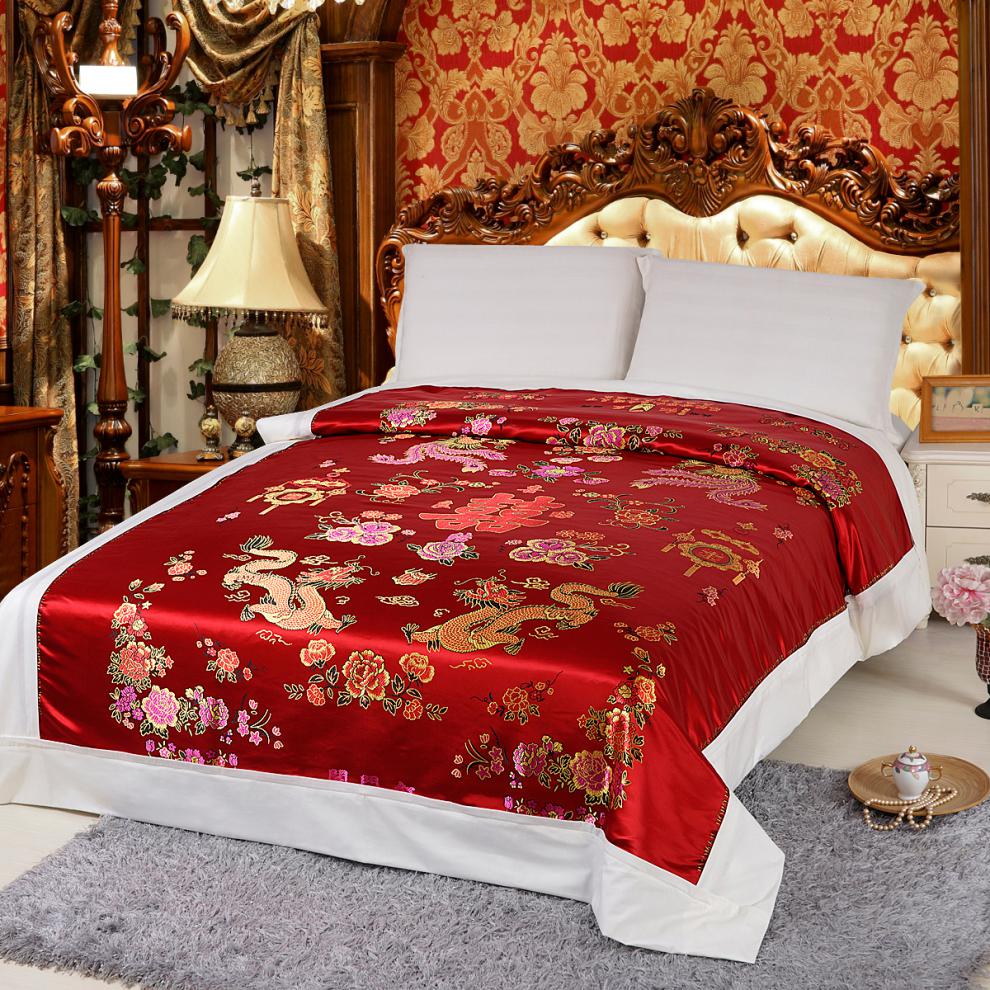 杭州丝绸缎子被套杭州传统织锦缎软缎绸缎面被面子婚庆龙凤百子结婚
