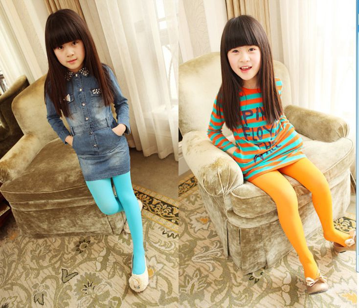 夏薄儿童天鹅绒彩色打底裤儿童连裤袜女童打底裤袜舞蹈袜wll 湖蓝 1-4