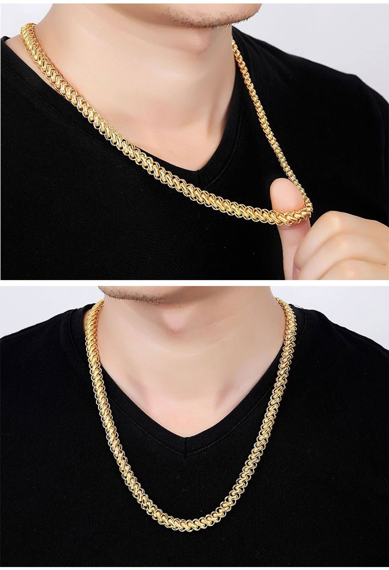 玛莉曼曼珠宝999足金扁泰国黄金福字扣项链双福时尚霸气泰国金链子