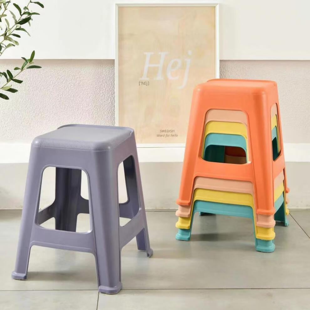 塑料凳子加厚家用可叠加餐桌成人椅子结实耐用简约板凳浴室高胶凳香蕉