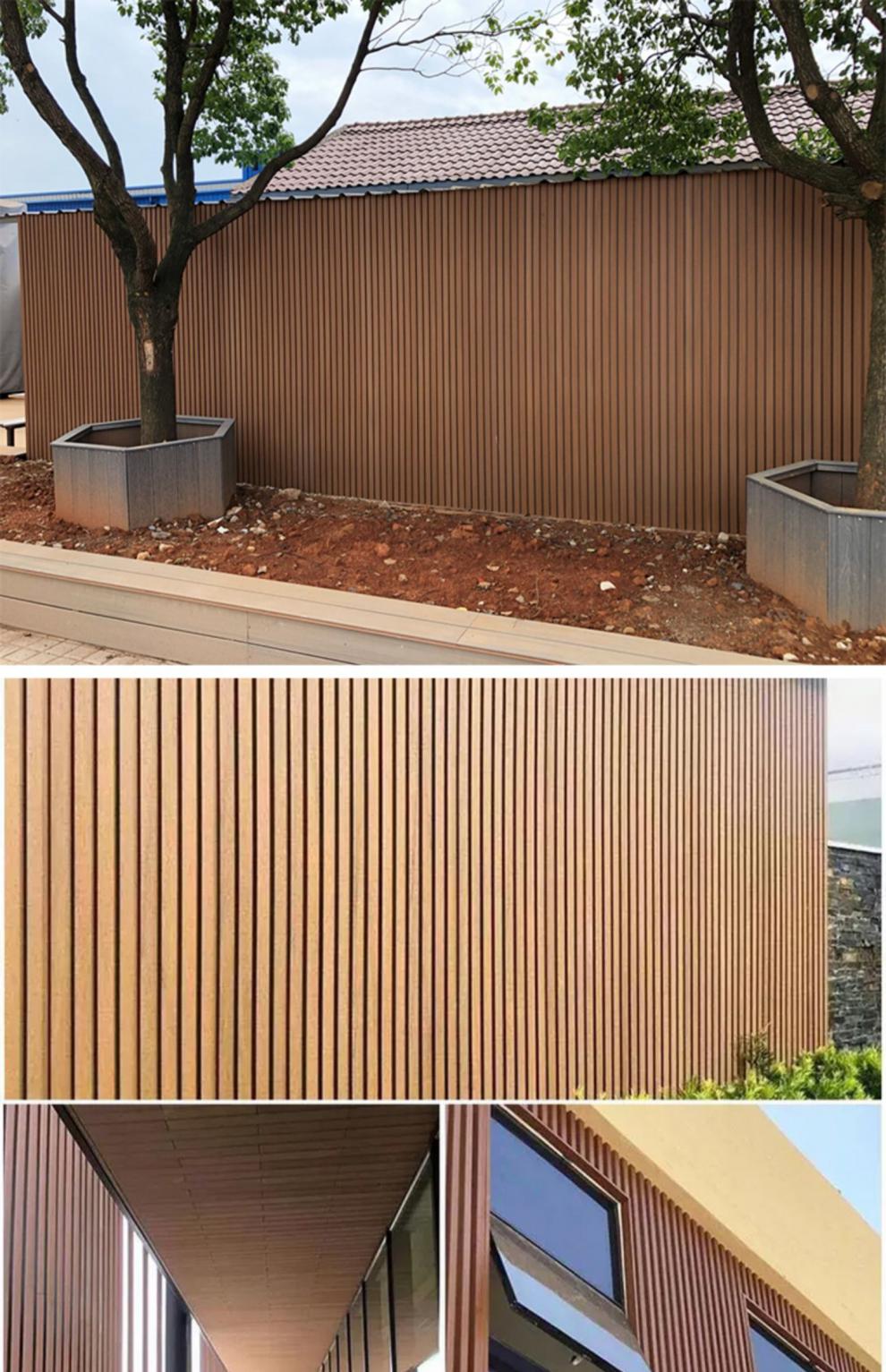 共挤塑木板室外墙壁护板二代户外木塑别墅外墙板防腐围栏扣板 紫檀色