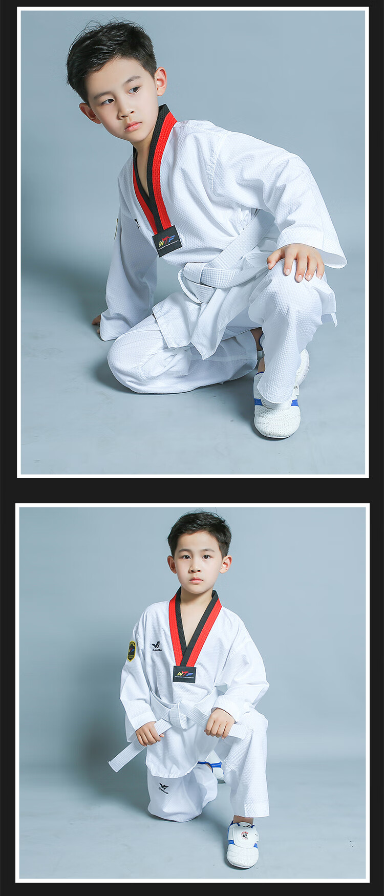 竞派同款圣动跆拳道夏季道服装儿童男女款训练服道服成人衣服透气时尚