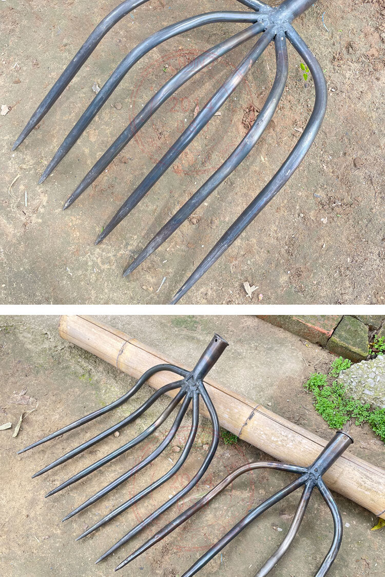 钢叉农用钢叉四五齿铁叉打场挑柴火翻废料清垃圾加厚粗大号草叉子 四