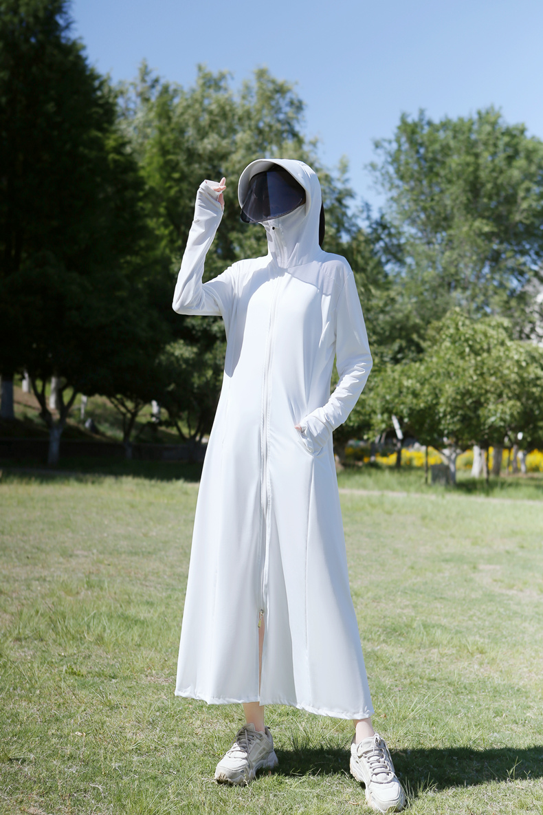 防晒衣女夏季2022新款长款全身防晒服骑车电动车薄款罩衫长款粉色f