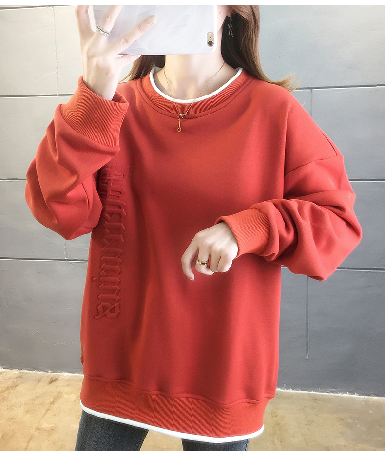 女士卫衣秋冬装2020年新款韩版女装宽松秋季薄款ins潮 暖橘色 2xl品牌