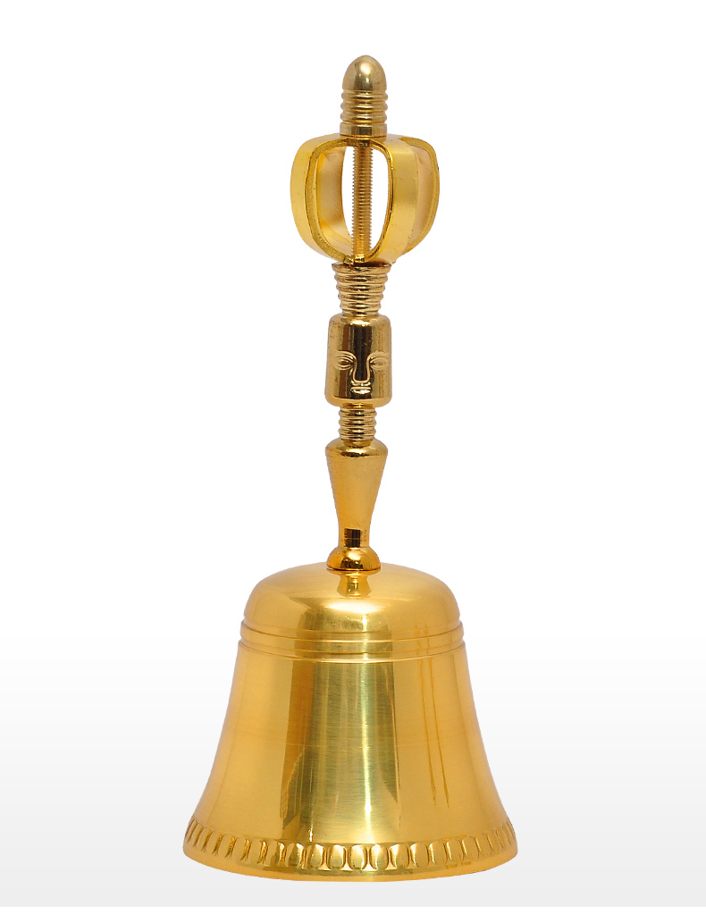 尼泊尔手摇铃摇铃风水铜铃铛铜钟铜法器寺庙佛堂佛教用品金色四方头手