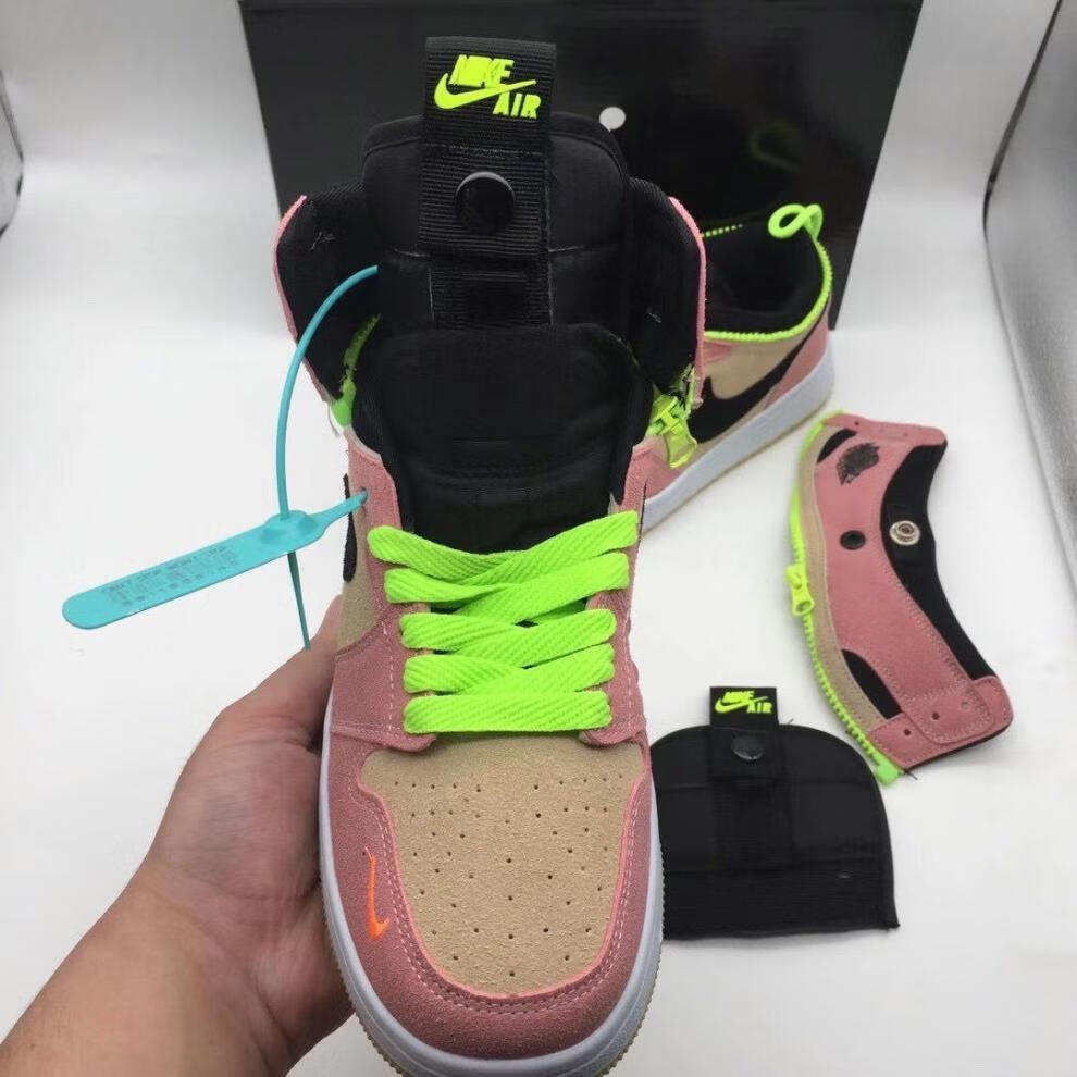 uosu【莆田纯原】新款aj1拉链换高低帮可拆卸紫罗兰烟灰男女学生运动