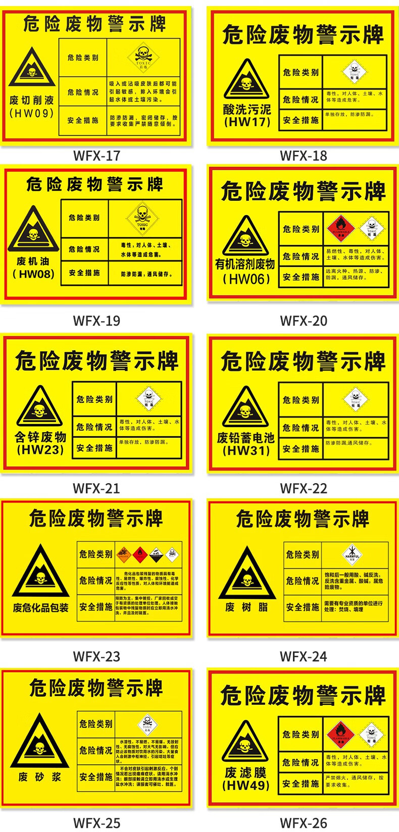 定制定制废油墨 废矿物油废油渣危险废物标识牌 贮存场所危废警示标牌