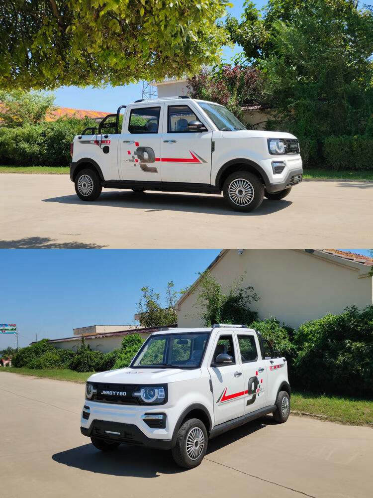 新款双排电动四轮烈马皮卡车油电两用双排成人汽车载人拉货车 标配版