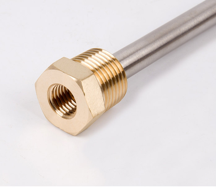 不锈钢盲管304防水管道温度传感器温度探头水箱铠装热电偶内外4分 Φ