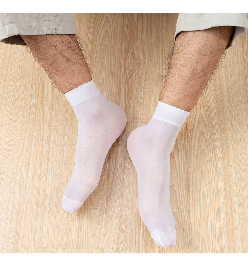 男士丝袜夏季休闲运动冰丝透气袜子商务中腰长筒纯色西装祙孑春夏款薄