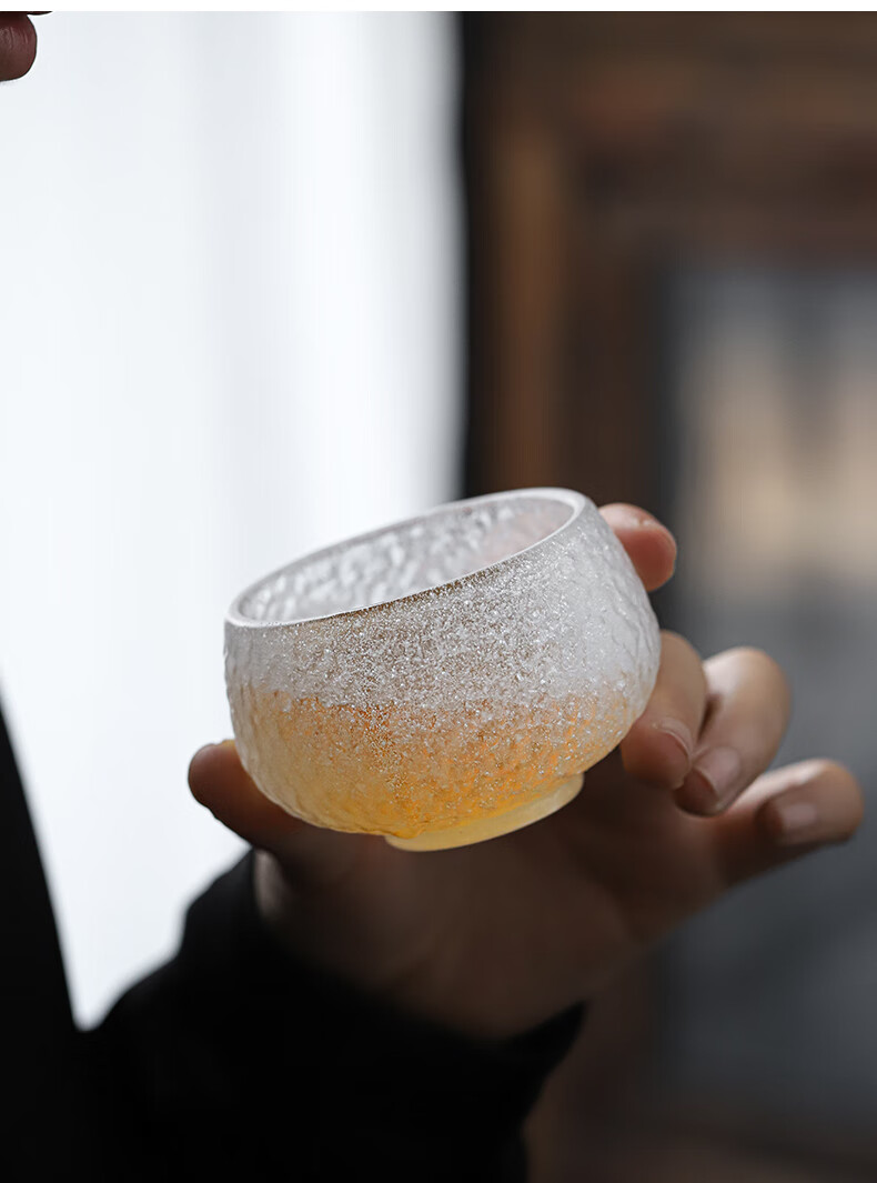 古法冰冻烧琉璃茶杯全手工品茗杯功夫茶杯茶盏主人杯个人杯喝茶杯冰冻