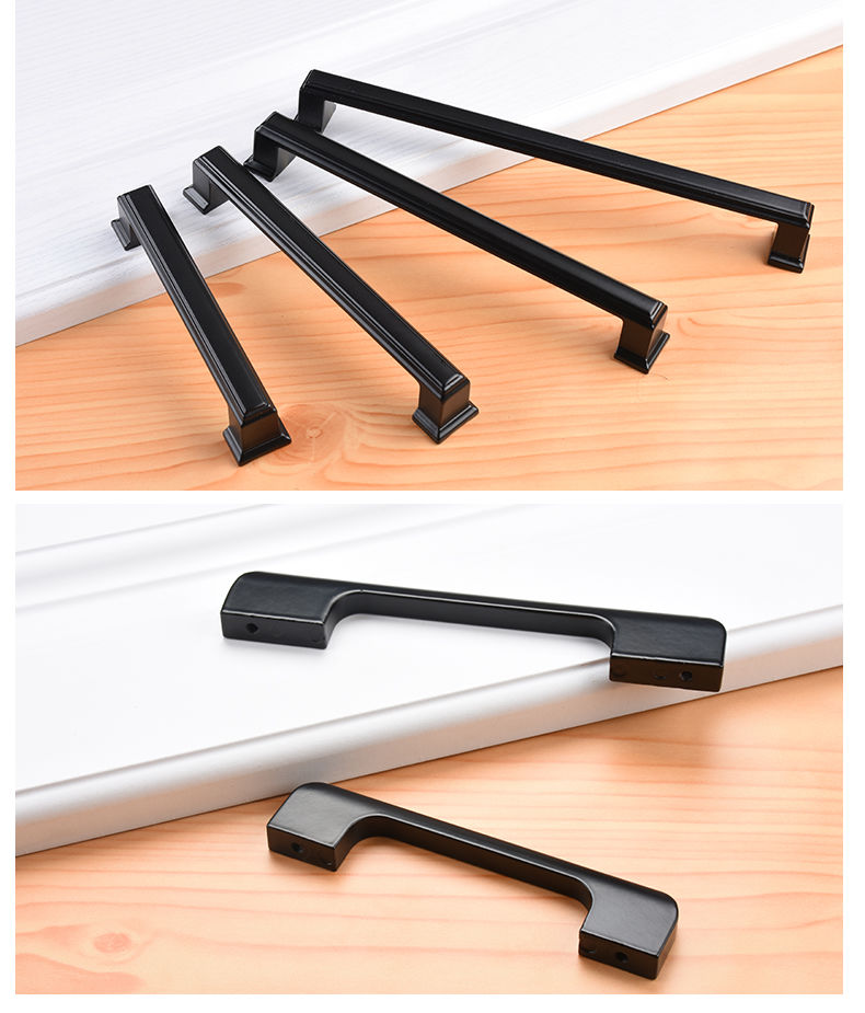 黑色拉手柜门鞋柜抽屉橱柜衣柜美式门把手现代简约家具五金单孔 8513