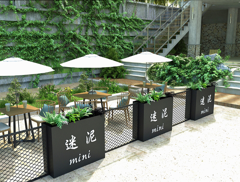 铁艺栅栏庭院围栏户外花箱组合长方形室外咖啡厅绿化装饰外摆花槽