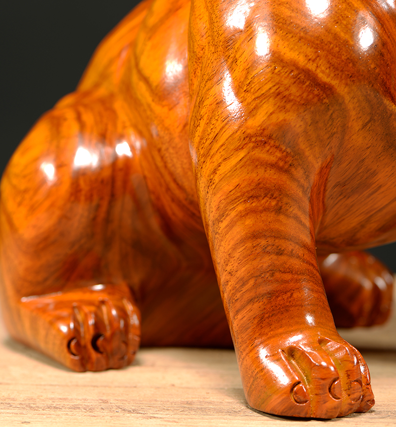 奈希森花梨木雕狗摆件动物雕刻十二生肖狗红木家居客厅酒柜办公室桌面