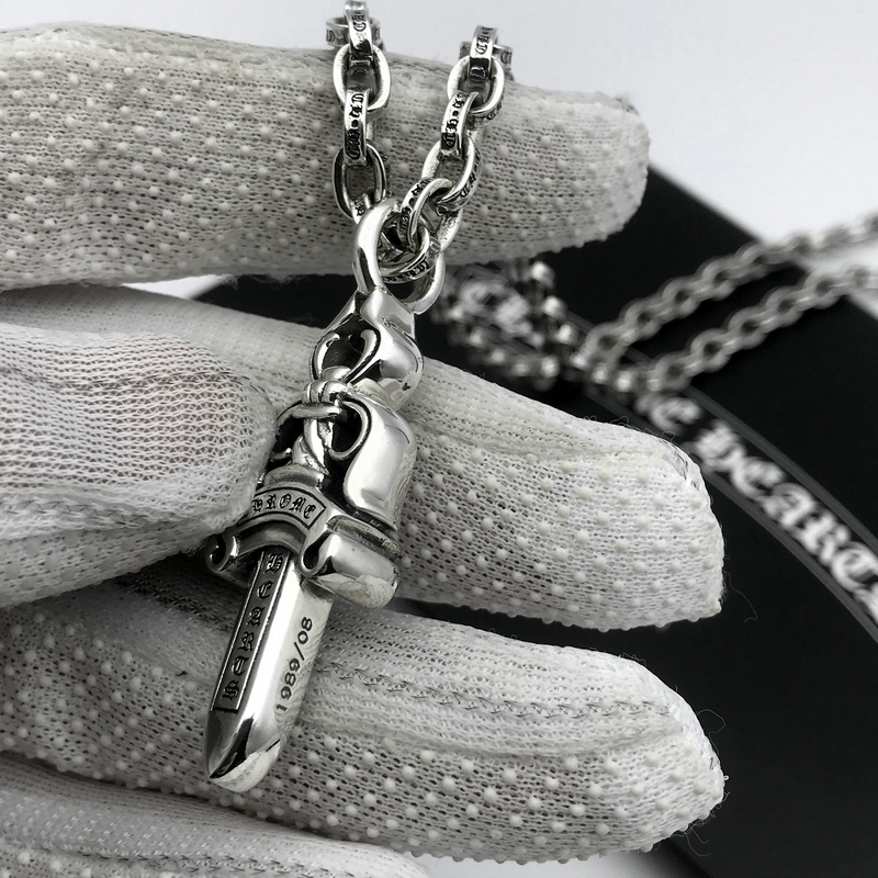 凌盛ch克罗心925银个性双面宝剑吊坠潮牌欧美朋克复古泰银项链男女